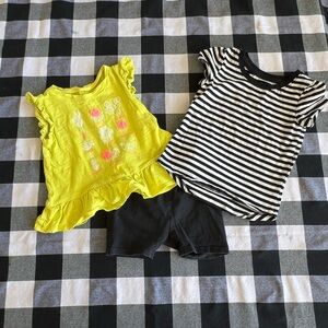 Yellow and Black Kids Ruffle Top Set